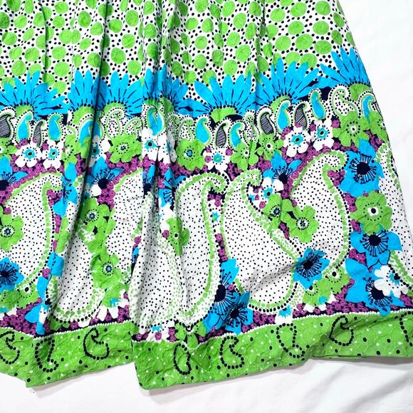 Vintage 60s Bullocks Wilshire Dress Size 00 Blue Green Floral Polka Dot Abstract - Picture 6 of 12